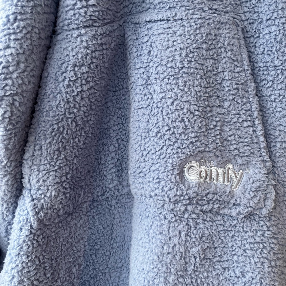 The Comfy - The Teddy Bear Quarter-Zip Light Blue Plush Hooded Pullover - EUC - Picture 4 of 5